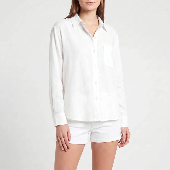 Chic women's casual long sleeve button-up blouse. Perfect collared shirt for smart casual outfits & office workwear.