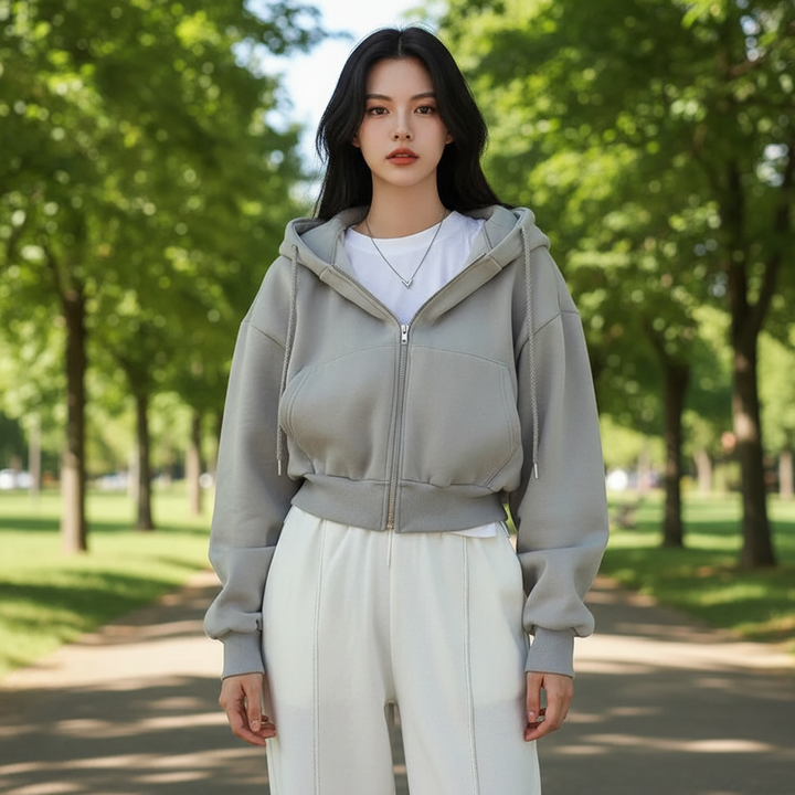 Women's casual oversized hooded vest jacket in black, perfect for layering and comfort