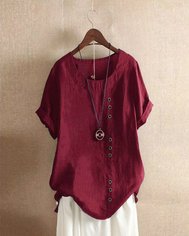 Women's casual short sleeve round neck top, perfect for versatile summer and spring outfits.
