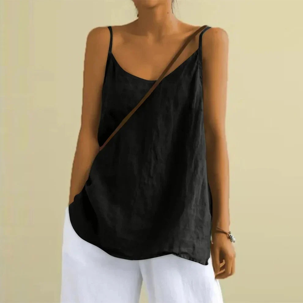 Comfortable women's loose cami top. Sleeveless summer tank blouse for casual everyday wear.
