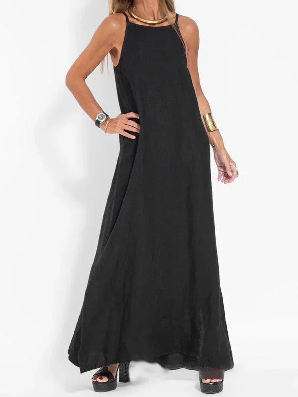 Trendy sleeveless maxi dress for women with a side slit, a must-have for summer fashion.