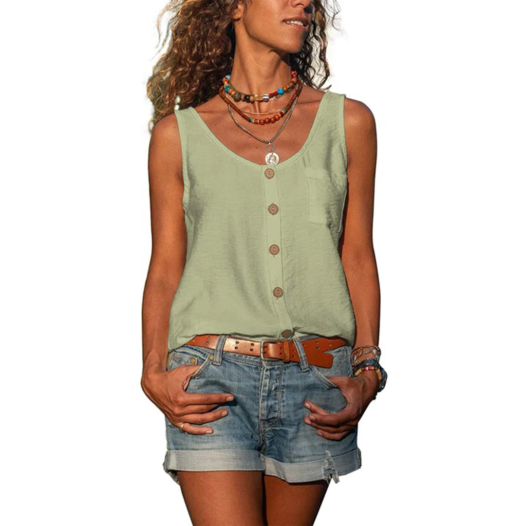 Summer-ready women's casual sleeveless top, lightweight & loose fit for breezy, comfortable wear.