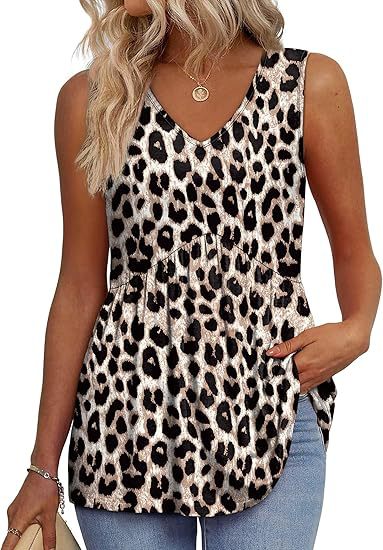 Chic women's sleeveless blouse, relaxed fit, comfortable & versatile for spring/summer casual.
