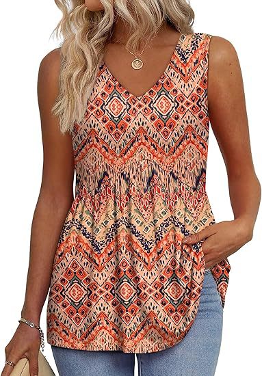 Model in women's casual sleeveless top, relaxed fit, stylish for summer daily wear.
