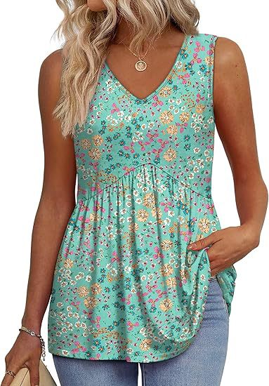 Women's sleeveless top on hanger, relaxed fit, ideal casual blouse for spring/summer.