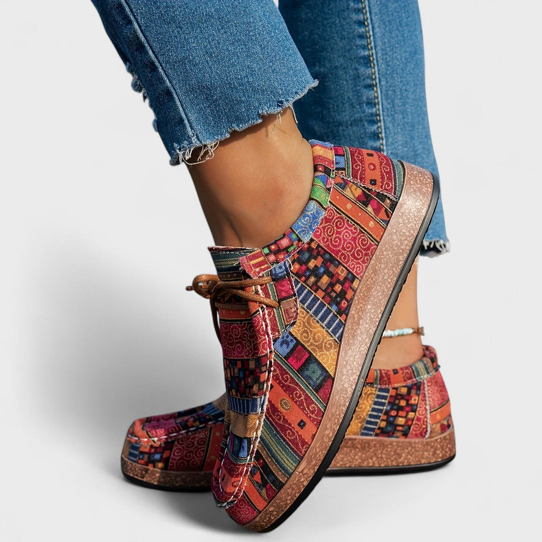 Comfortable women's slip-on sneakers featuring a wide heel for stable daily wear and support.