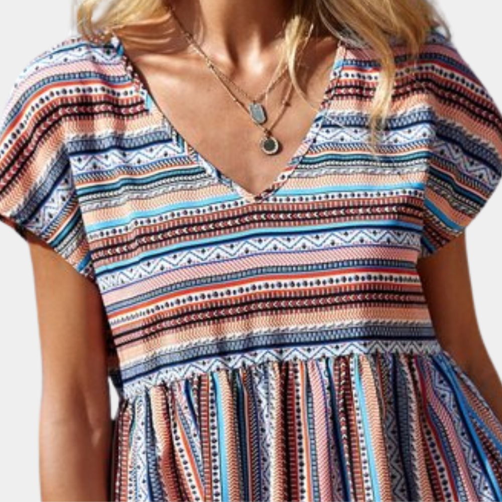 Breathable women's sleeveless striped summer mini dress, ideal for casual wear