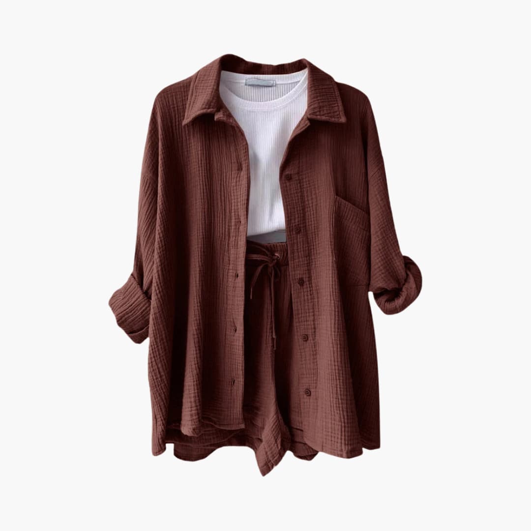 Women's casual matching set, lightweight, relaxed fit, and vacation ready.