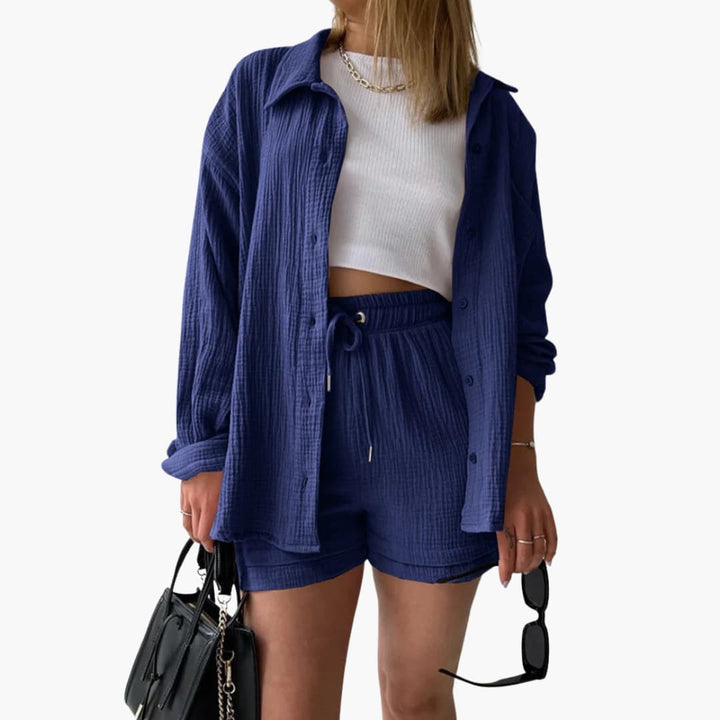 Breathable women's matching set, designed for a relaxed, comfortable summer style.