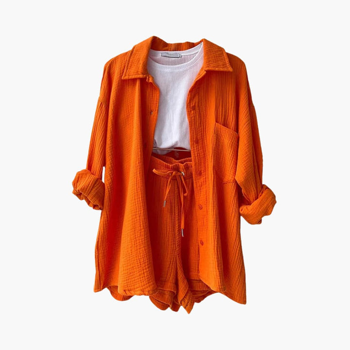 Summer vacation two-piece set for women, lightweight, stylish & breathable.