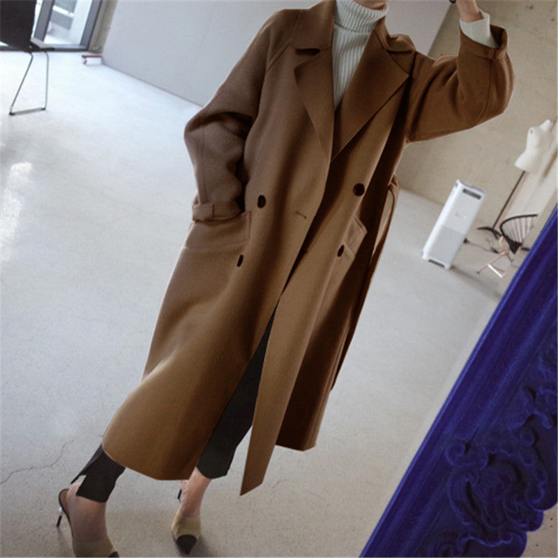 Women's long casual coat, warm, comfortable, and stylish for fall and winter.