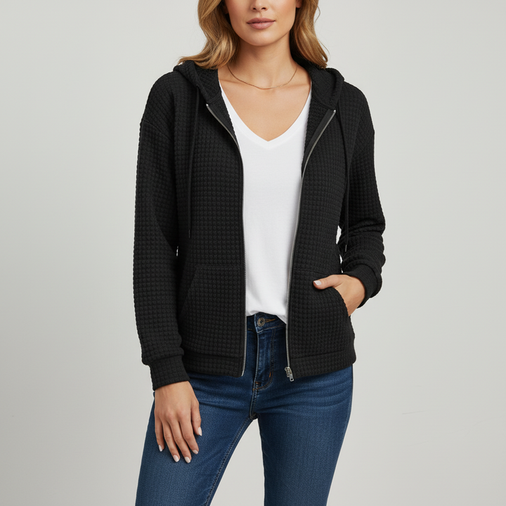 Women's 'Claudia' fashion jacket with functional zip and drawstring, a practical and stylish casual wear item