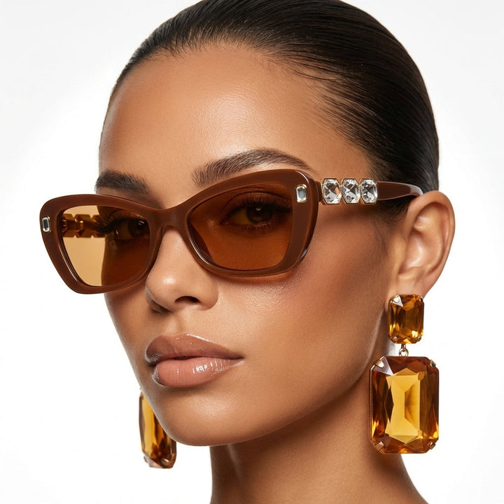 Women's cat-eye sunglasses, UV400 protection. Glamorous fashion eyewear for stylish women.