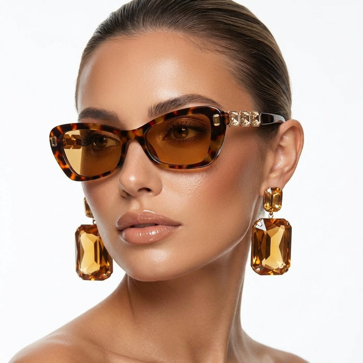 Fashionable cat-eye sunglasses for women. UV400 protection eyewear, a chic and protective accessory.
