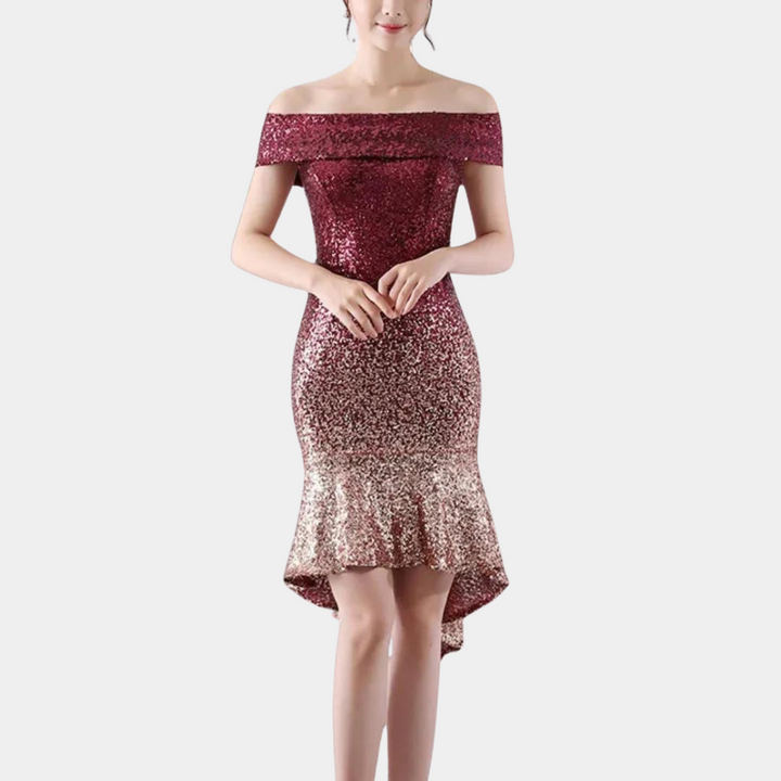 Sparkling women's sequin mini dress, ideal as a cocktail or party dress.