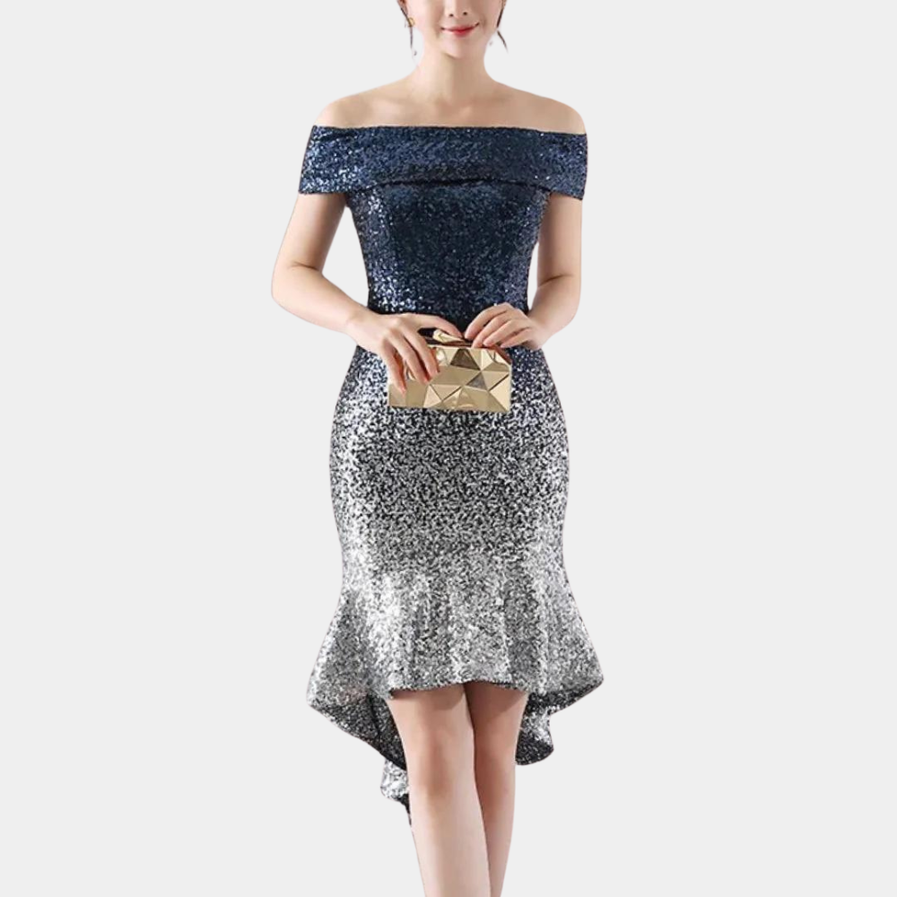 Elegant women's sequin mini dress, a glamorous choice for any special occasion or summer event.
