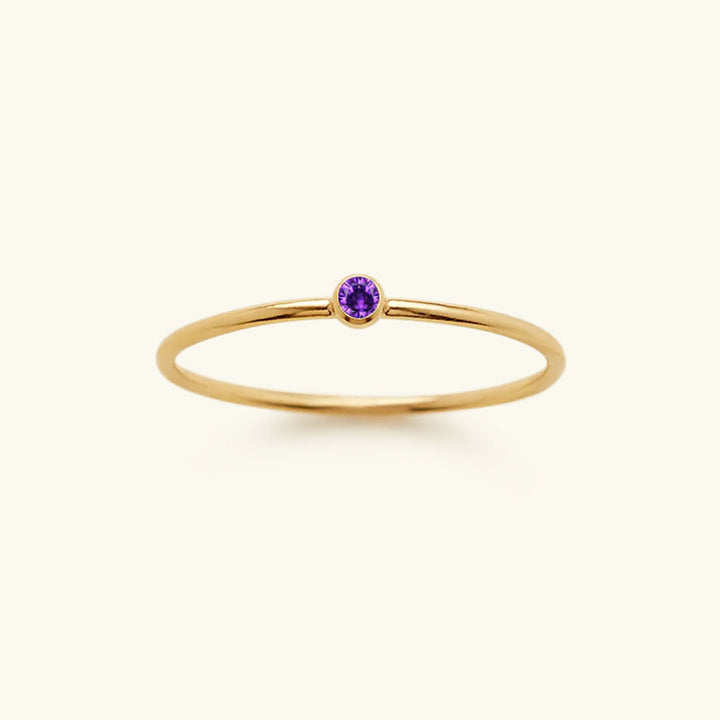 Elegant gold plated Celestia birthstone ring, custom women's jewelry with unique gemstone.