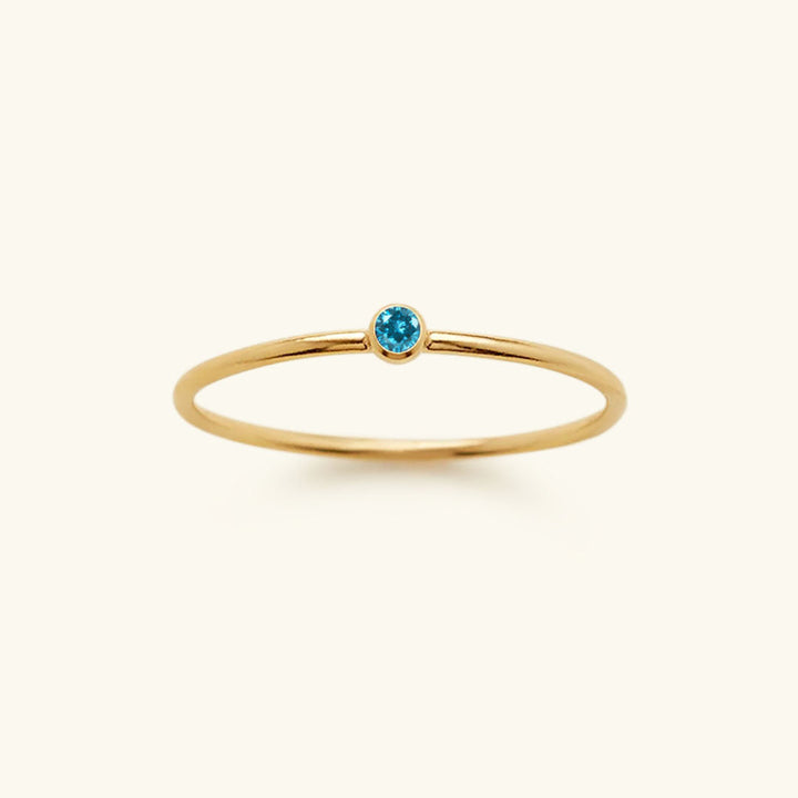 Meaningful gold plated Celestia birthstone ring, custom women's jewelry, personalized gemstone.