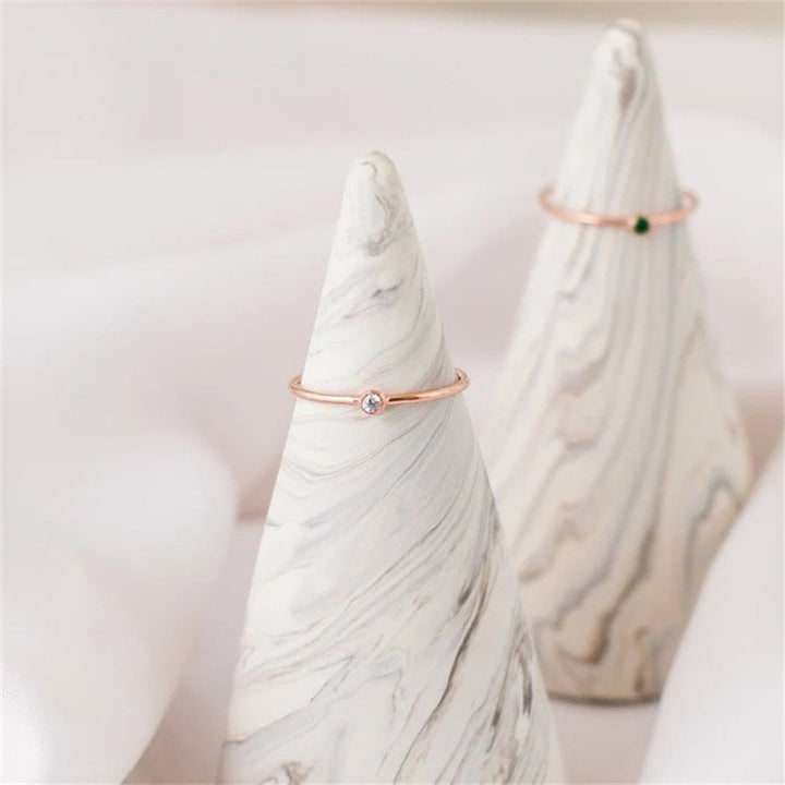 Stackable Celestia birthstone ring, personalized with gemstone, hypoallergenic and elegant.