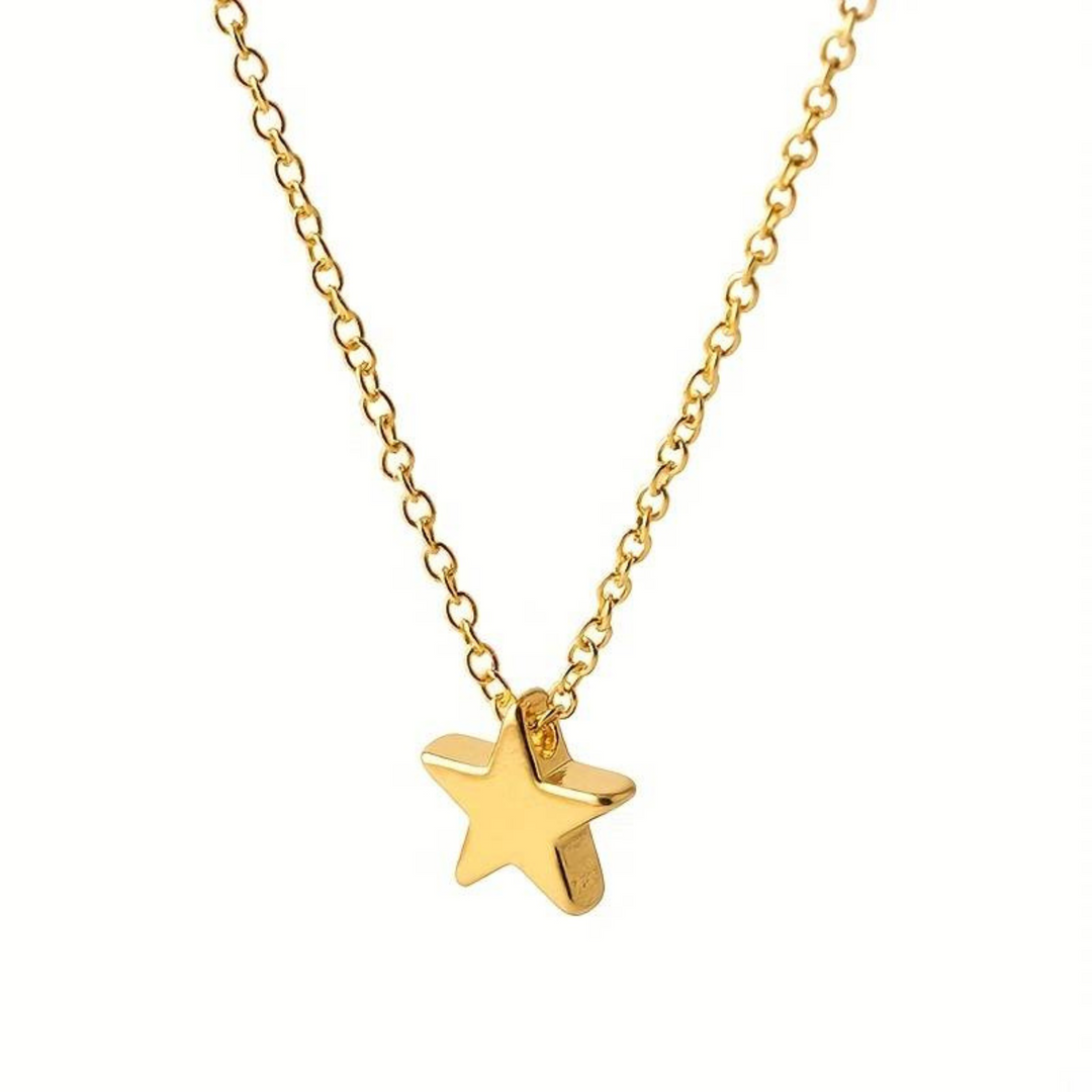 Women's Celestial Star Luck Necklace, adjustable gold & silver star charm for everyday fashion.
