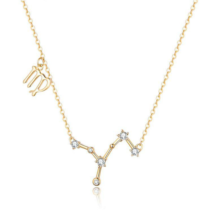 Women's sterling silver zodiac necklace, celestial astrology jewelry piece.