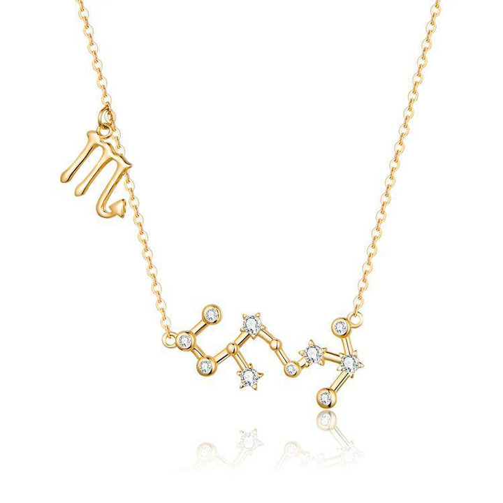 Modern sterling silver women's zodiac sign necklace, celestial astrology jewelry.