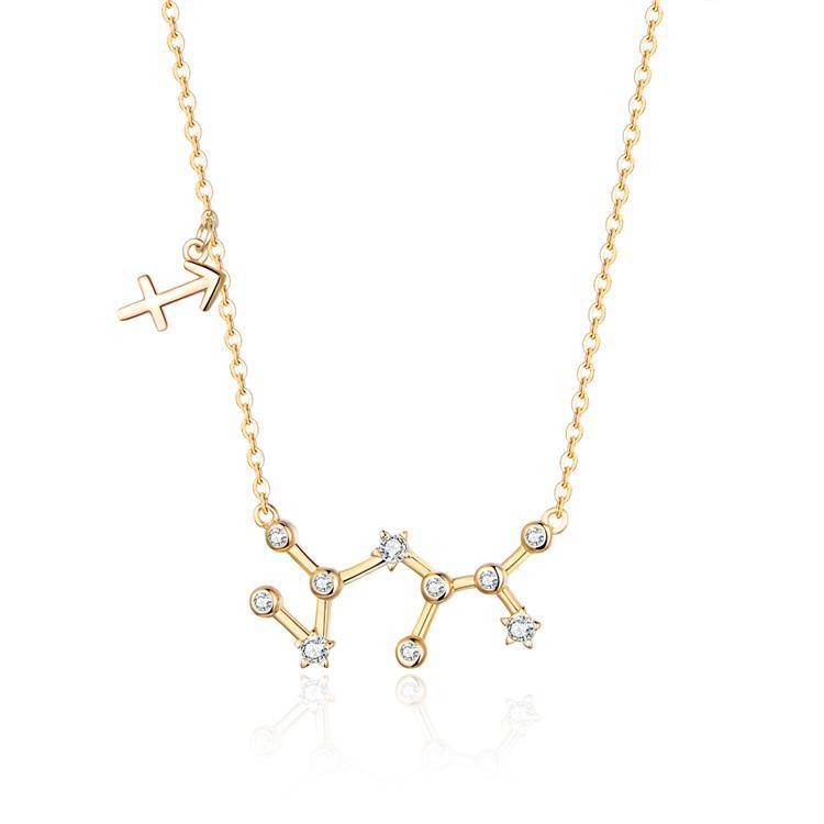 Versatile women's celestial necklace, sterling silver or gold plated zodiac options.