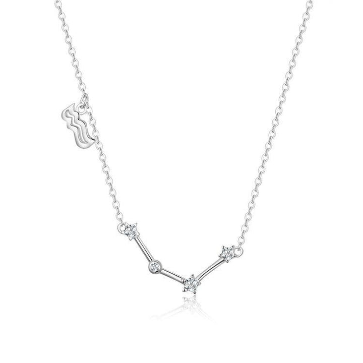 Close up of the intricately designed sterling silver zodiac sign pendant for women.