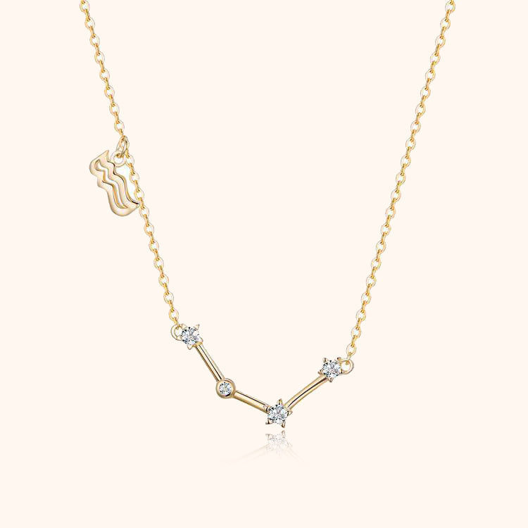 Gold plated sterling silver celestial zodiac constellation necklace for women.