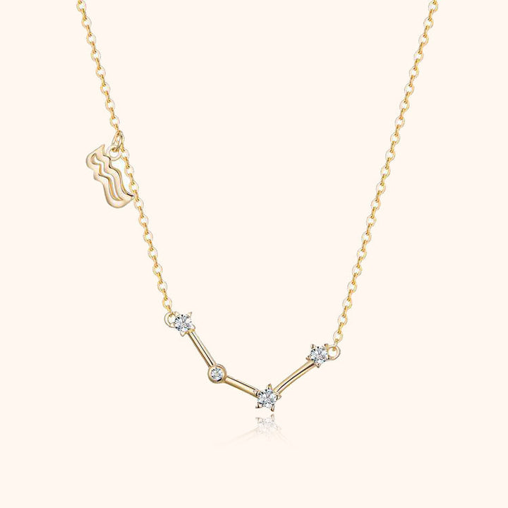 Gold plated sterling silver celestial zodiac constellation necklace for women.