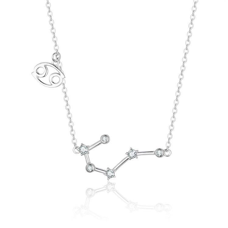 Fashionable women's celestial zodiac necklace, elegant sterling silver accessory.