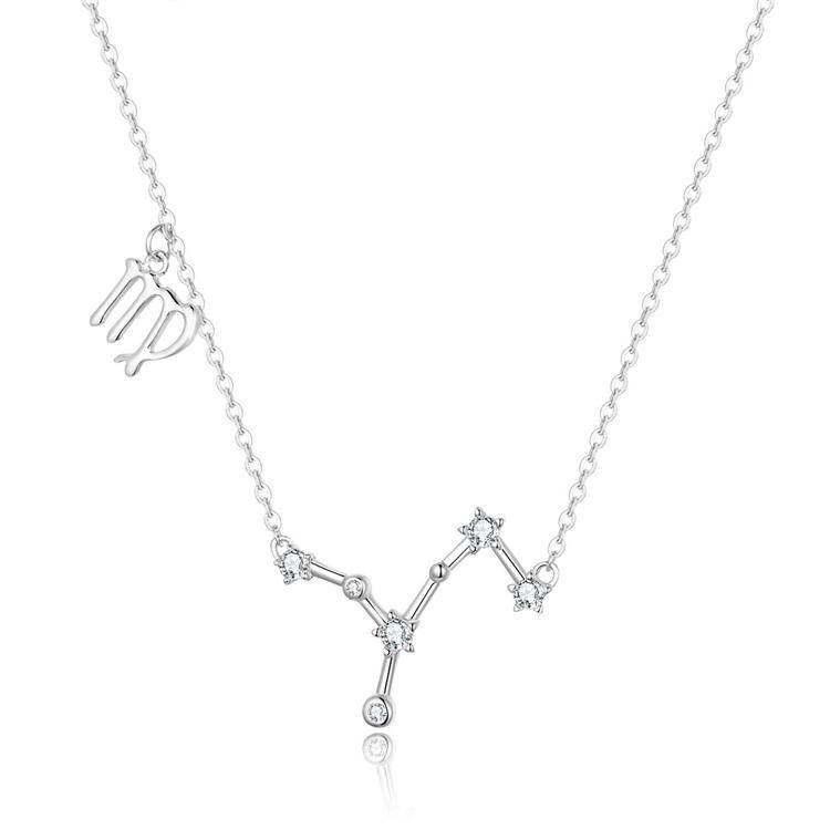 Everyday wear sterling silver zodiac necklace for women, celestial astrology jewelry.