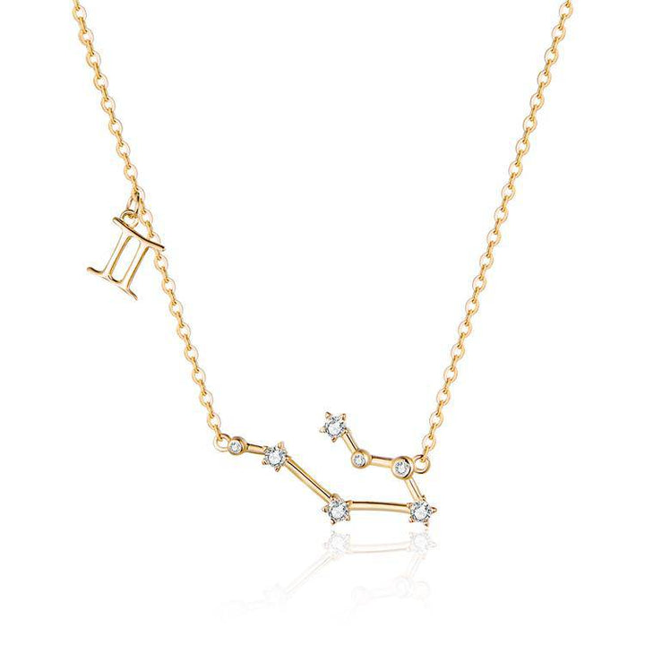 Celestial zodiac necklace in luxurious packaging, sterling silver astrology gift.