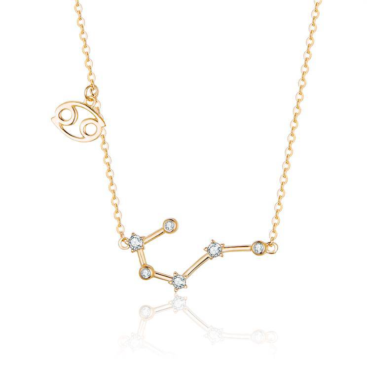 Delicate sterling silver women's necklace featuring a celestial zodiac constellation design.