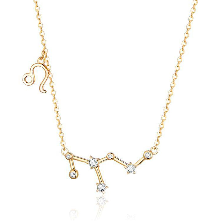 Astrology constellation necklace for women, personalized gold plated zodiac jewelry.