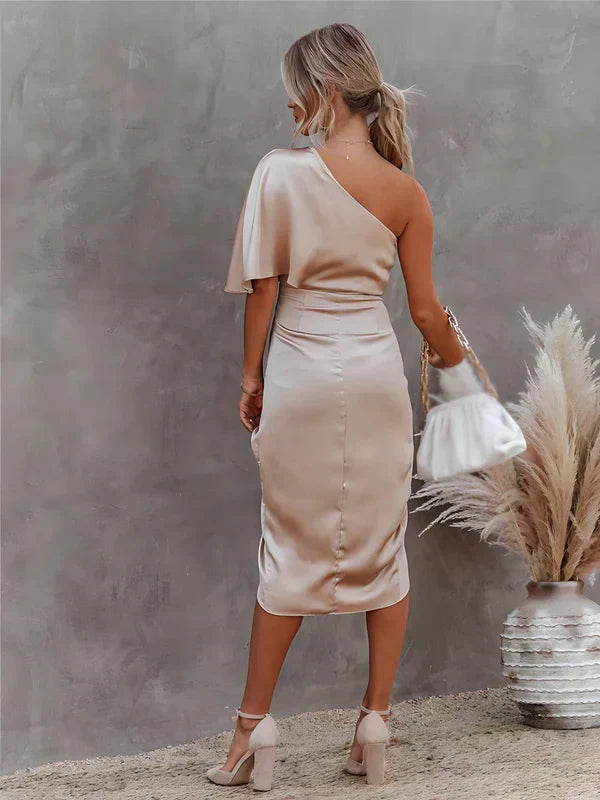 Hem detail of Celina long maxi evening dress, showcasing its elegant length and flowing design.
