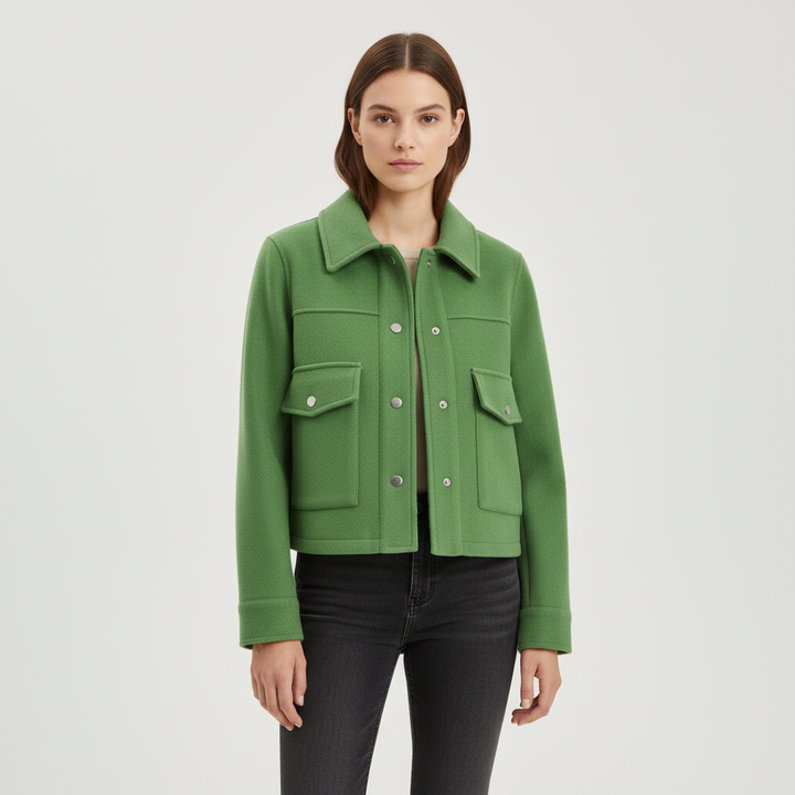 Warm and stylish women's Celine wool blend jacket, a must-have for autumn casual chic ensembles.