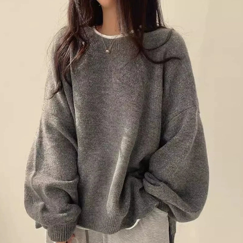 Women's Celira oversized knit sweater with a stylish split hem, perfect for casual, relaxed everyday wear.