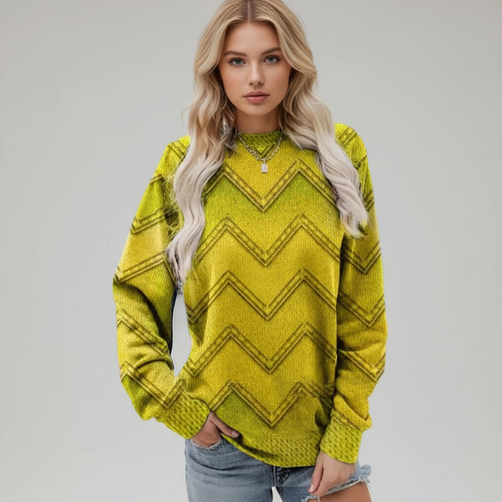Women's loose fit chevron knit jumper sweater_winter fashion apparel