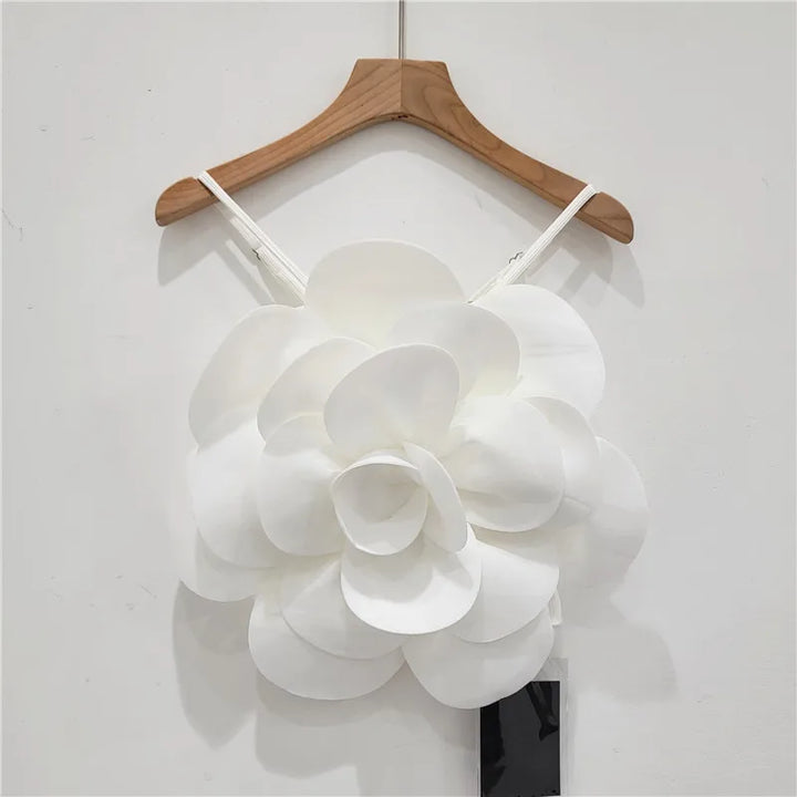 Modern women's blouse showcasing delicate 3D flowers for an elegant touch and casual chic.