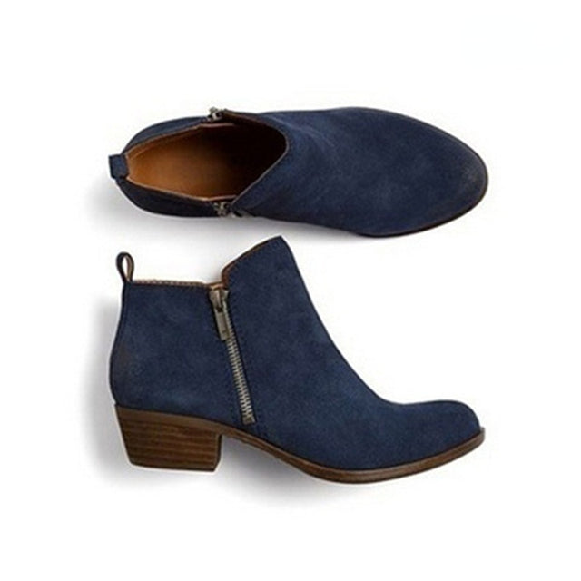 Classic women's ankle boots, elegant block heel & side zip. Ideal everyday footwear for fall and winter style.