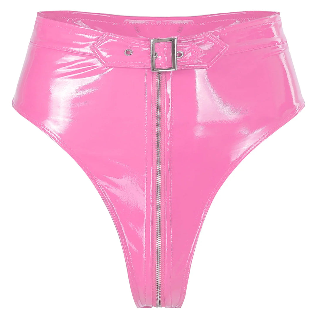 Trendy pink faux leather shorts for women, high-waisted and comfortable for versatile styling.