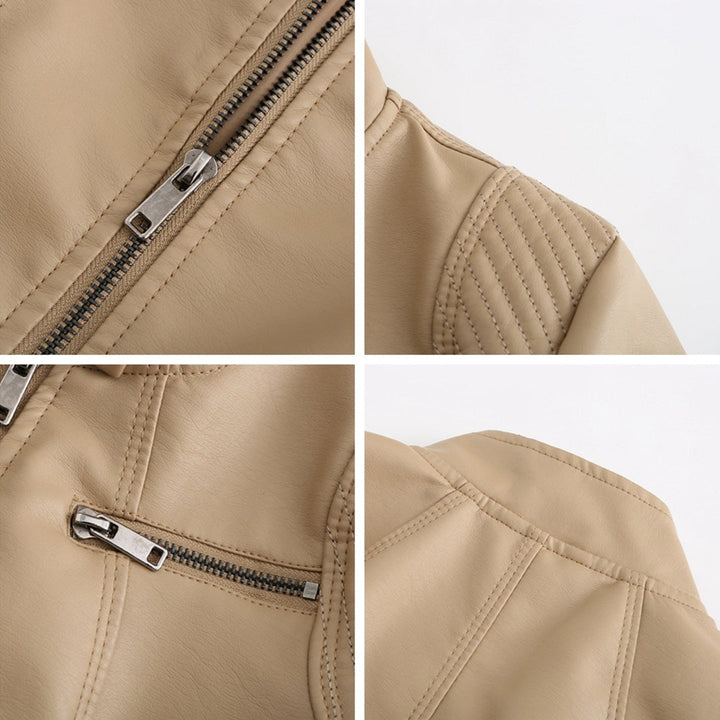 Statement black leather moto jacket, Elin, for women. Edgy, chic, and versatile outerwear.