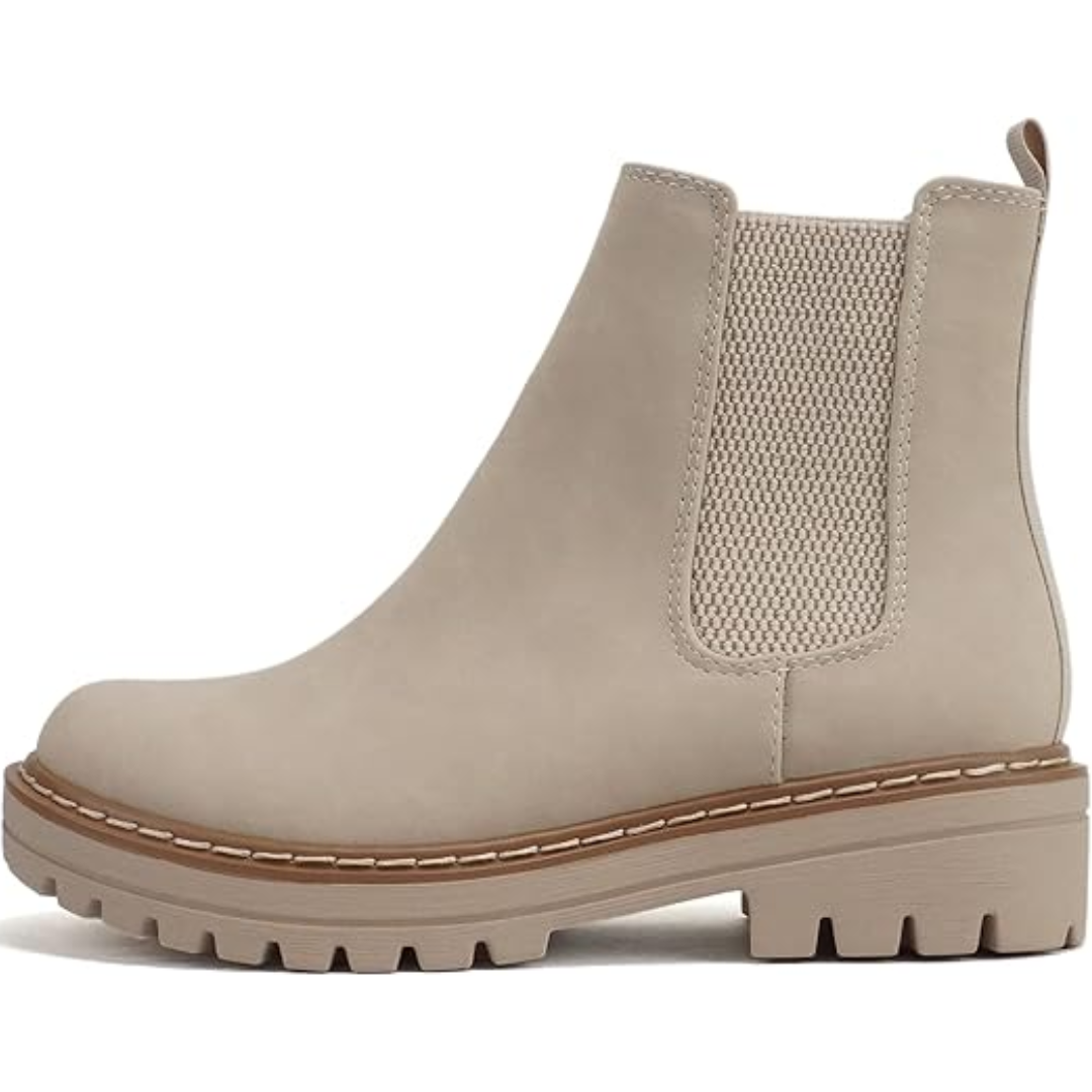 Stylish women's Chelsea ankle boots in rich brown, featuring a comfortable low heel design.