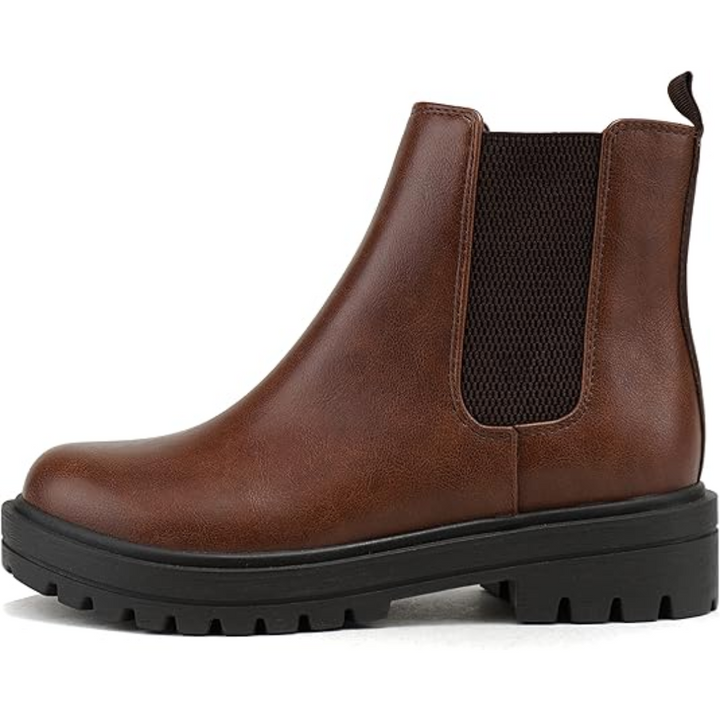 Women's winter boots: chic low heel Chelsea ankle boots in a classic black finish.