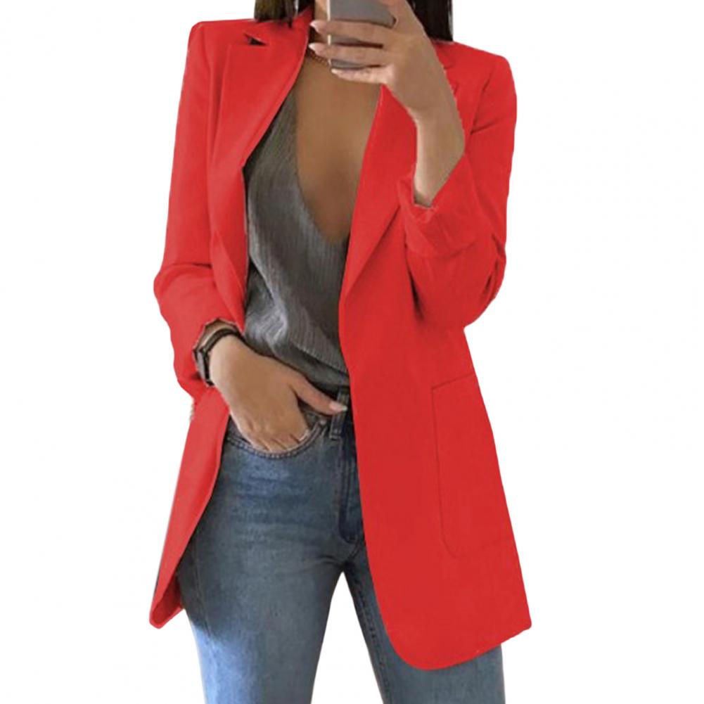 Sophisticated gray women's blazer. Versatile pocket jacket for chic professional or casual everyday style.