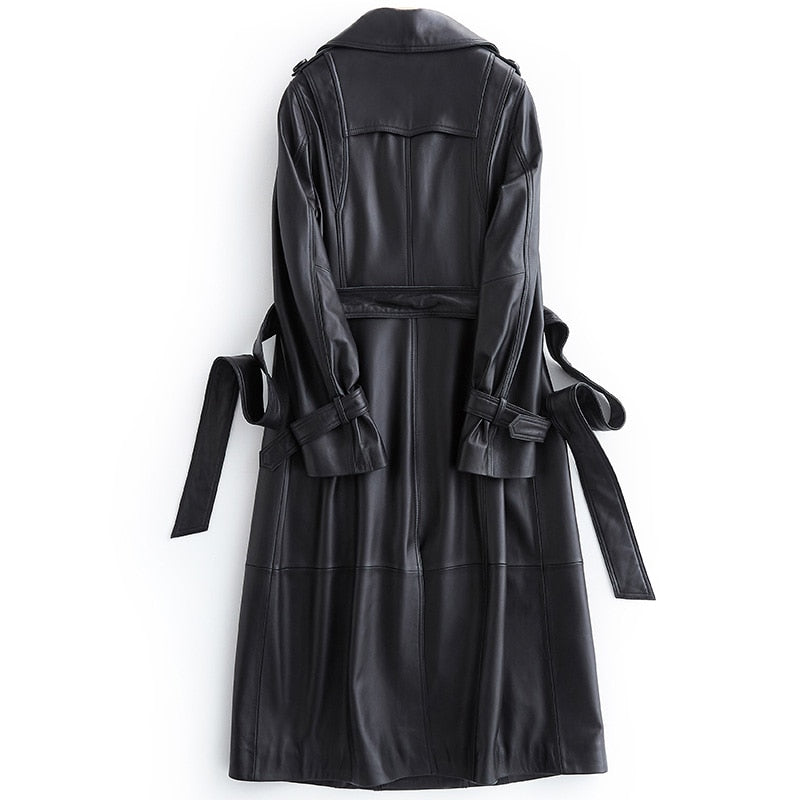 Versatile women's black trench coat with belt, ideal for chic fall outfits & timeless elegance.