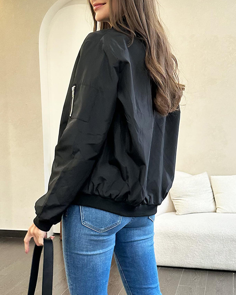 Rhea women's bomber jacket with comfortable fit & zipper. Ideal modern chic outerwear for everyday wear.