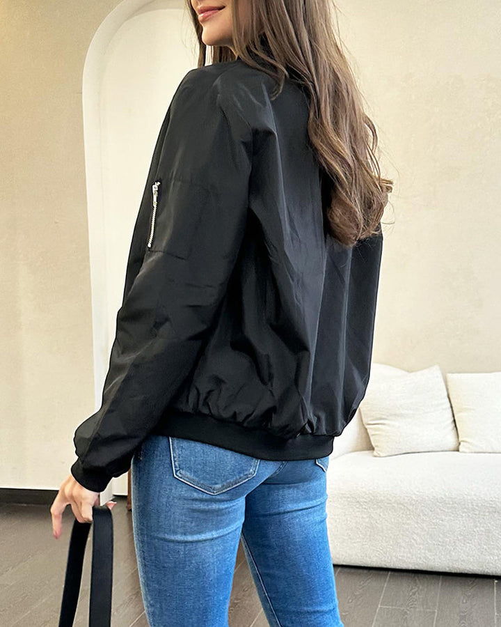 Rhea women's bomber jacket with comfortable fit & zipper. Ideal modern chic outerwear for everyday wear.