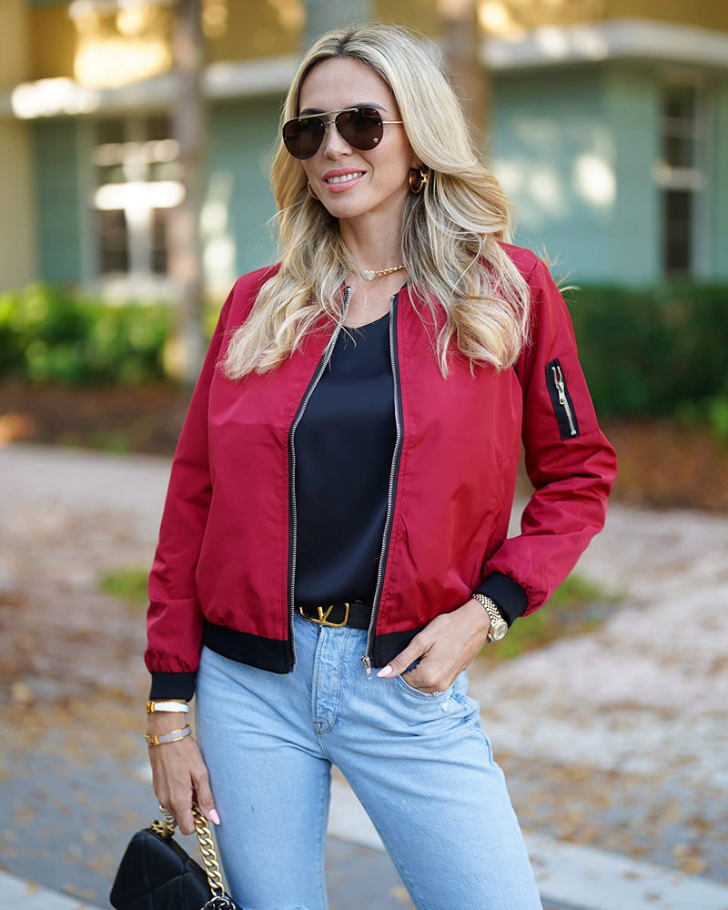 Versatile women's bomber jacket, Rhea. A stylish, lightweight jacket for casual, modern everyday fashion.